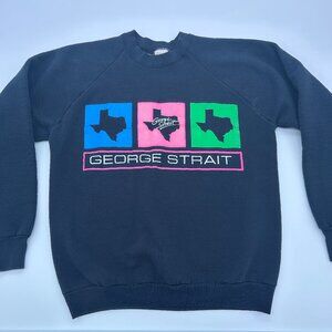 Vintage George Strait Entertainer Crewneck Sweatshirt L Fruit Of The Loom NEON